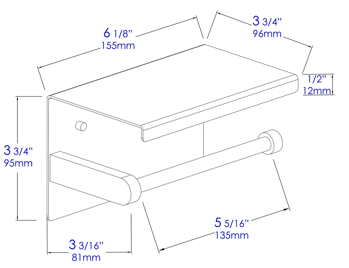 AlFI brand ABTPP66 Stainless Steel Toilet Paper Holder with Shelf