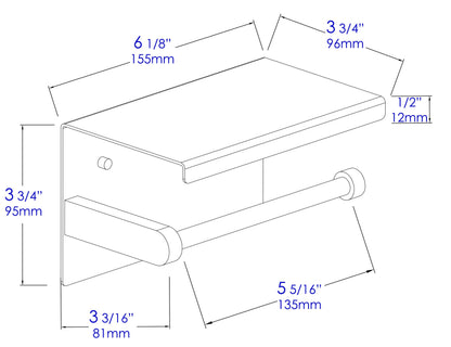 AlFI brand ABTPP66 Stainless Steel Toilet Paper Holder with Shelf