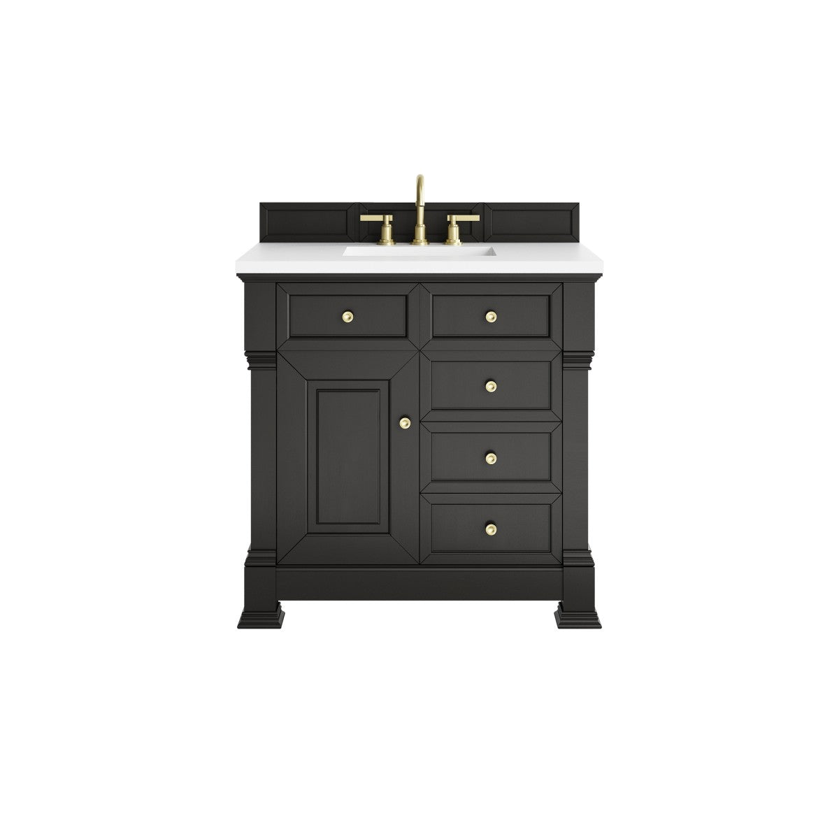 James Martin 547-V36 Brookfield 36” Single Vanity – Black Onyx / Honey Oak / Pearl Charcoal