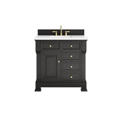 James Martin 547-V36 Brookfield 36” Single Vanity – Black Onyx / Honey Oak / Pearl Charcoal