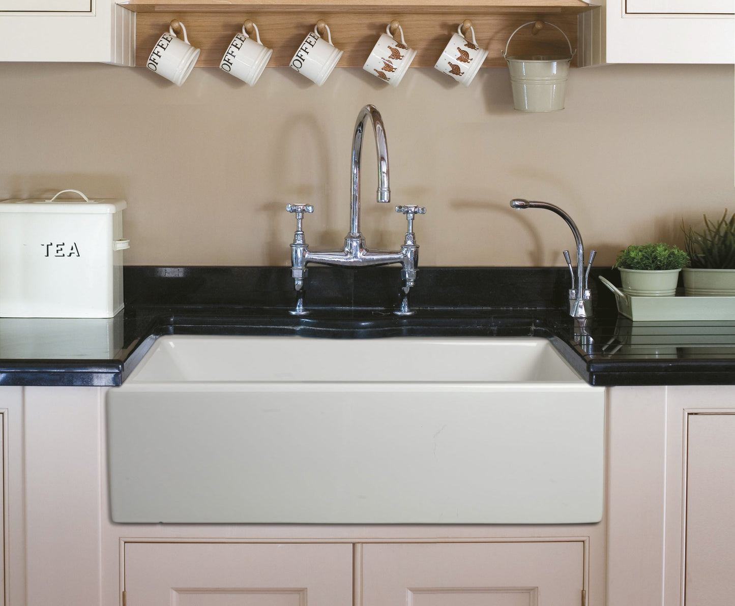 ALFI brand AB3018HS Reversible Smooth / Fluted Single Bowl Fireclay Farm Sink