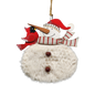 Wood and Fur Snowman Ornament - Grey Scarf with Cardinal