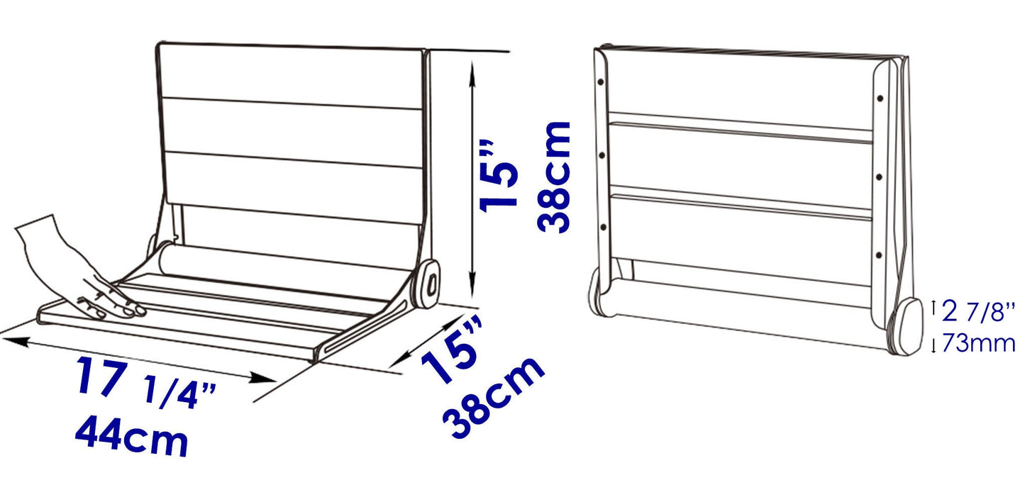ALFI brand ABS17 17" Wide Foldable Teak Shower Seat with Backrest