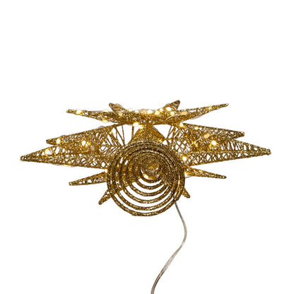 Decorative gold light fixture with starburst design on a white background
