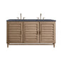 Portland 60" Double Vanity Cabinet, Whitewashed Walnut