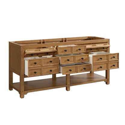 Malibu 72" Double Vanity Cabinet, Amber Birch