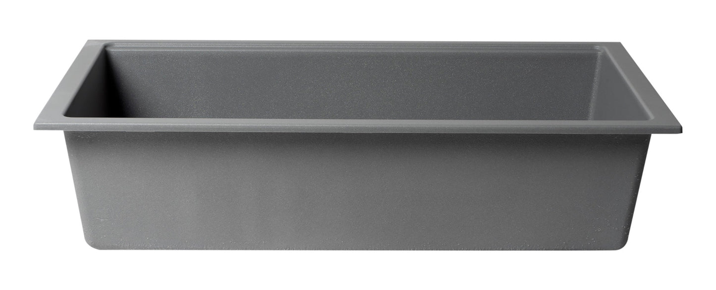 ALFI brand AB3418SBUM 33" Granite Composite Workstation Step Rim Single Bowl Undermount Sink with Accessories