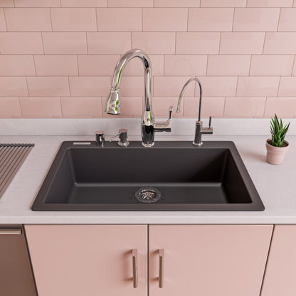 ALFI brand AB3020DI 30" Drop-In Single Bowl Granite Composite Kitchen Sink