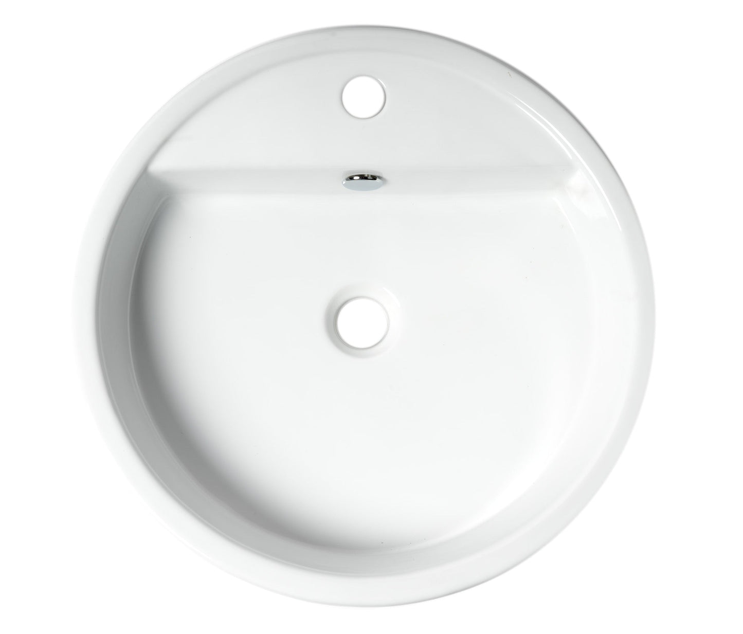 ALFI brand  ABC702 White 19" Round Semi Recessed Ceramic Sink with Faucet Hole