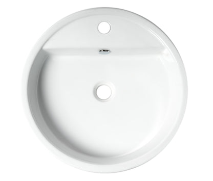 ALFI brand  ABC702 White 19" Round Semi Recessed Ceramic Sink with Faucet Hole