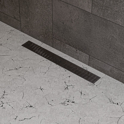 ALFI brand  ABLD24D 24" Modern Stainless Steel Linear Shower Drain with Groove Lines
