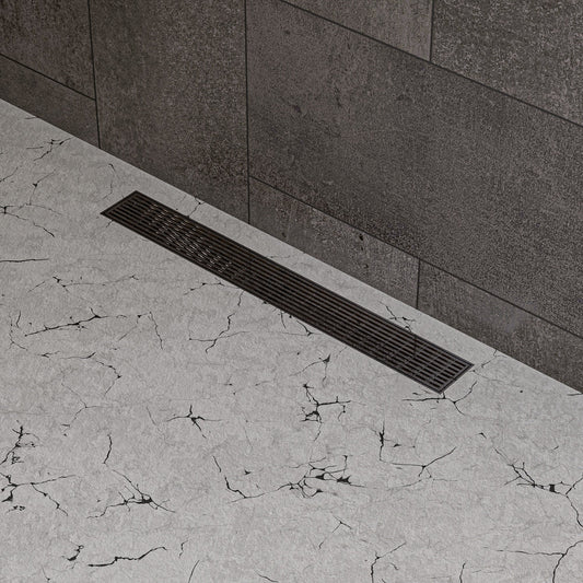 ALFI brand  ABLD24D 24" Modern Stainless Steel Linear Shower Drain with Groove Lines