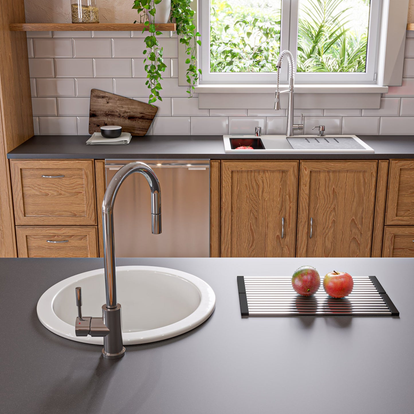 ALFI brand AB3418SBDI 33" Granite Composite Workstation Step Rim Single Bowl Drop In Sink with Accessories