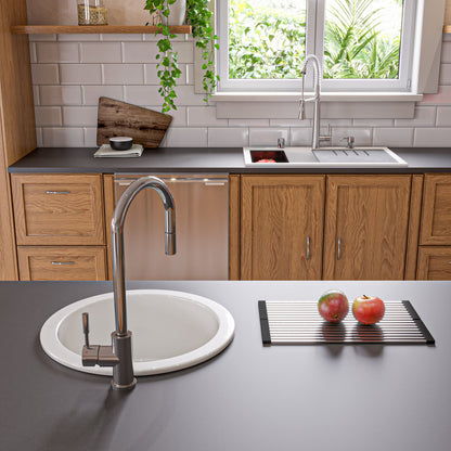 ALFI brand AB3418SBDI 33" Granite Composite Workstation Step Rim Single Bowl Drop In Sink with Accessories