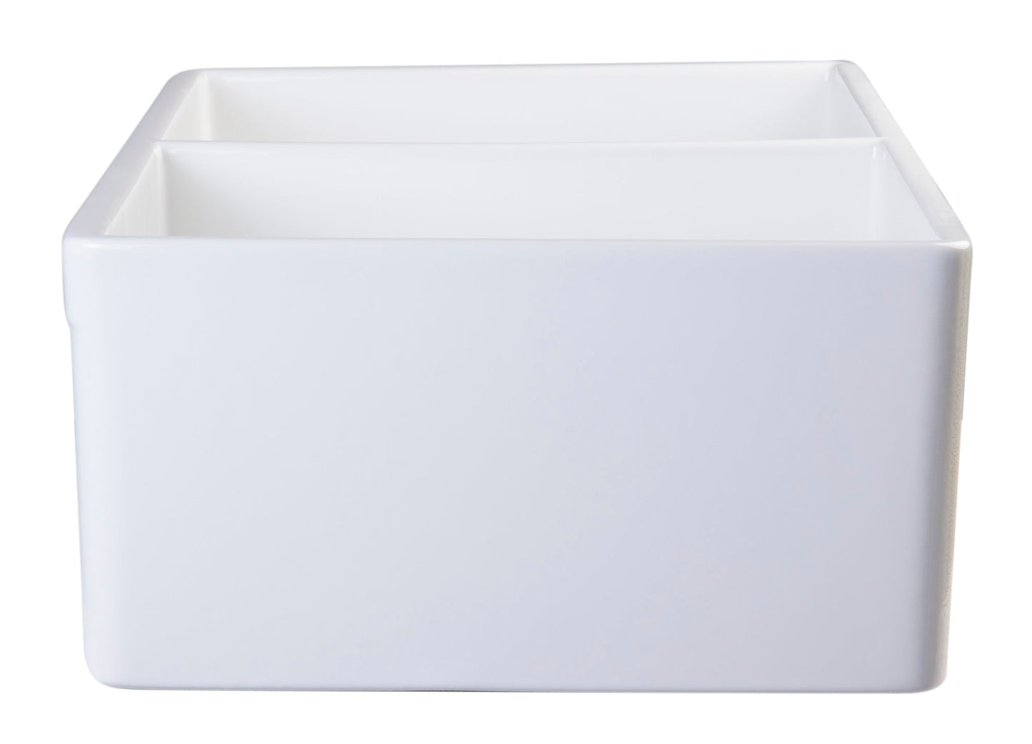 ALFI brand AB537 AB537-W White 32" Fluted Apron Double Bowl Fireclay Farmhouse Kitchen Sink