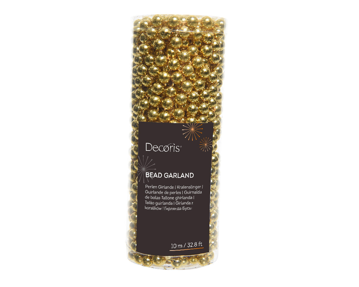 Shiny Bead Garland - Gold - 32.8 Feet Long