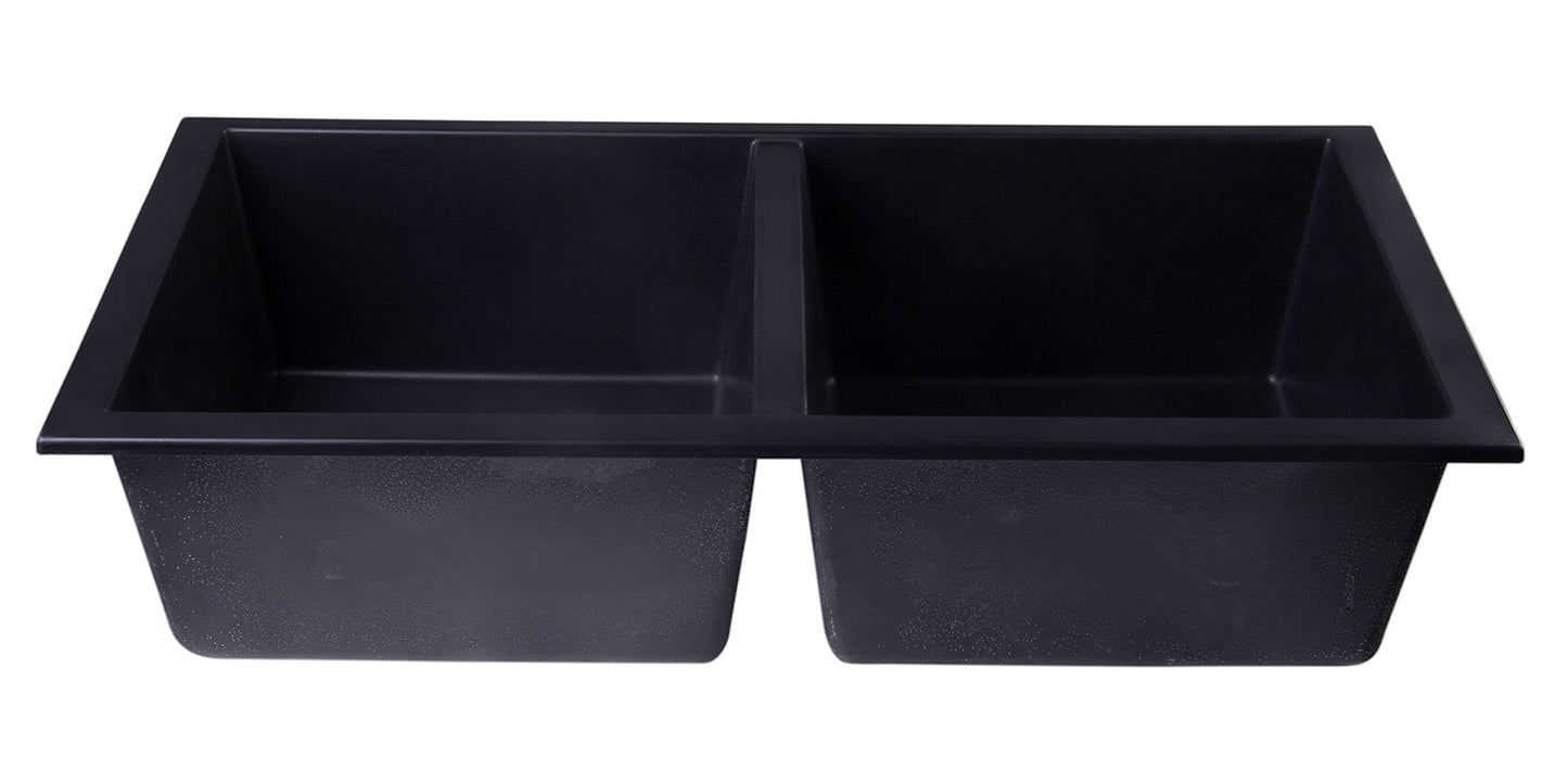 ALFI brand AB3420UM 34" Undermount Double Bowl Granite Composite Kitchen Sink
