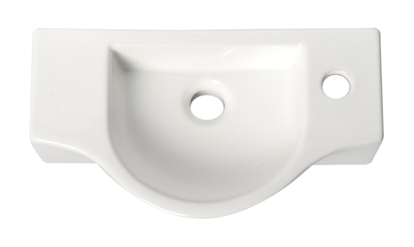 ALFI brand  ABC114 White 18" Small Wall Mounted Ceramic Sink with Faucet Hole
