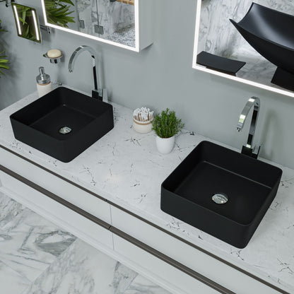 ALFI brand ABC903 16" Modern Square Above Mount Ceramic Sink