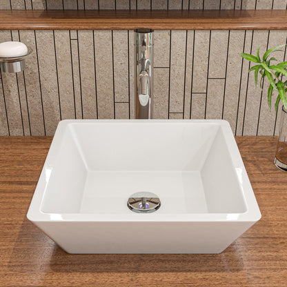 ALFI brand  ABC912 White 17" Square Above Mount Ceramic Sink