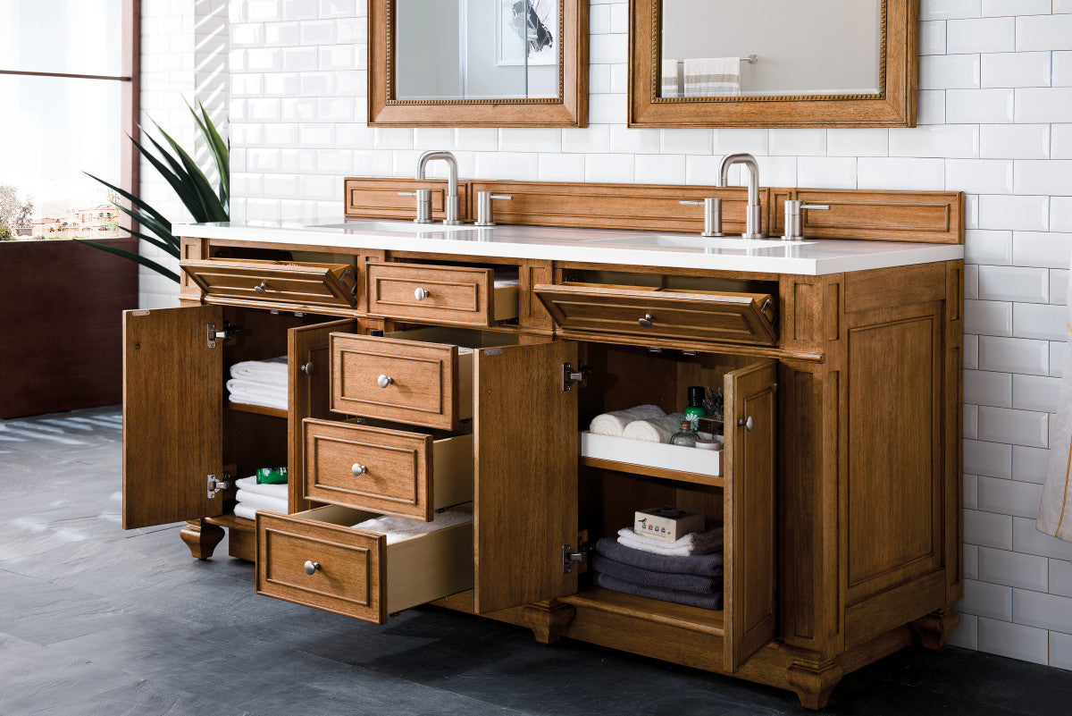 Bristol 72" Double Vanity Cabinet, Bright White