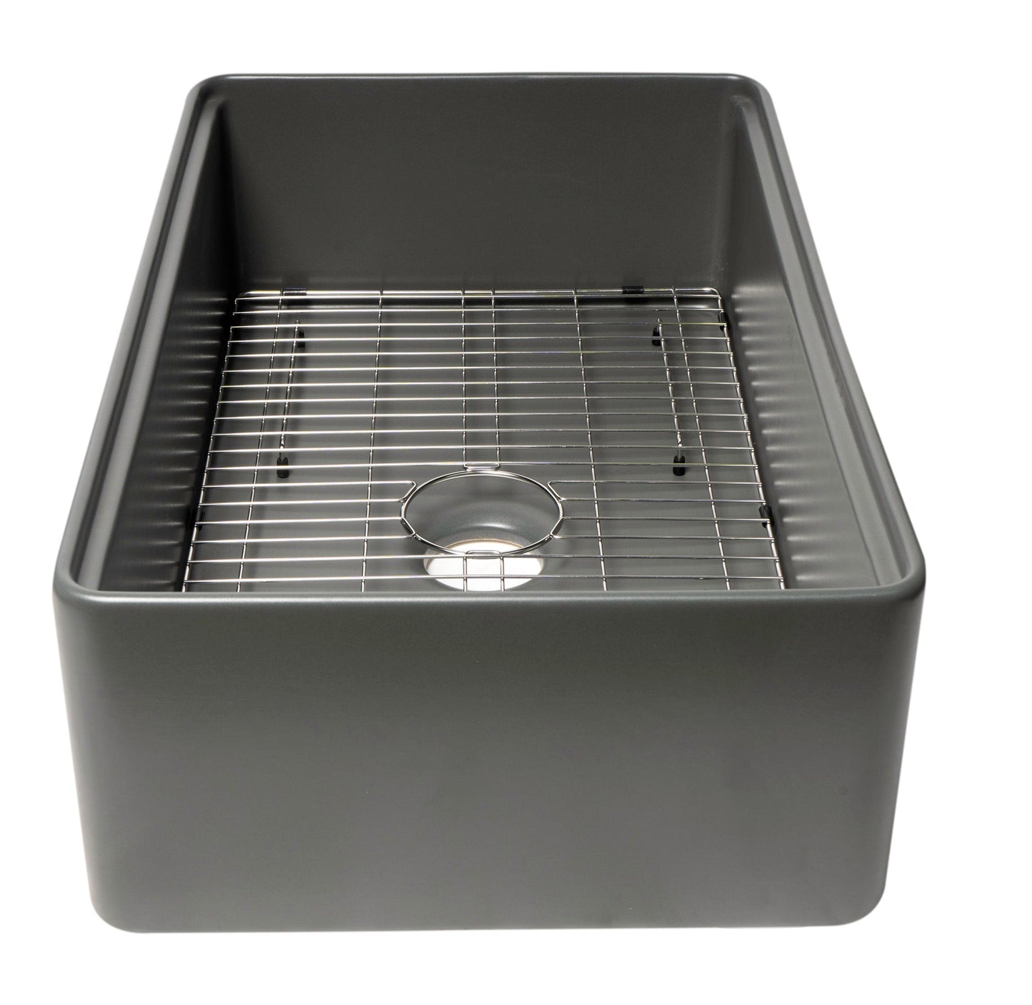 ALFI brand ABFS3320S Workstation 33" x 20" Single Bowl Step Rim Fireclay Farm Sink with Accessories