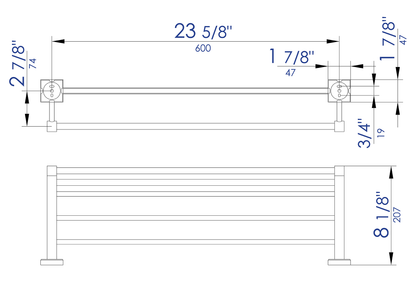 ALFI brand  AB9596 Polished Chrome 24 inch Towel Bar & Shelf Bathroom Accessory