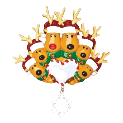 New Reindeer Family Of 6 - Ornament