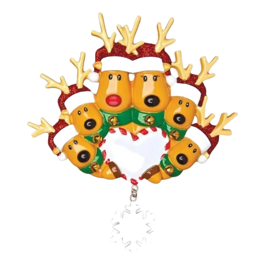 New Reindeer Family Of 6 - Ornament