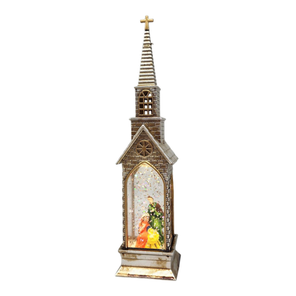Lighted Church Waterglobe -  Holy Family