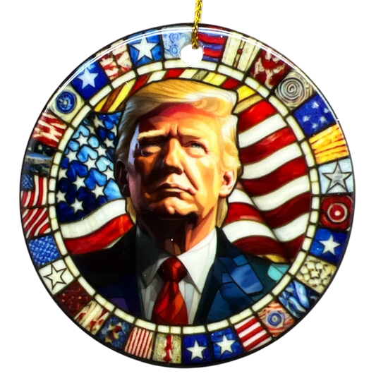 Donald Trump in Stained Glass Style Ornament