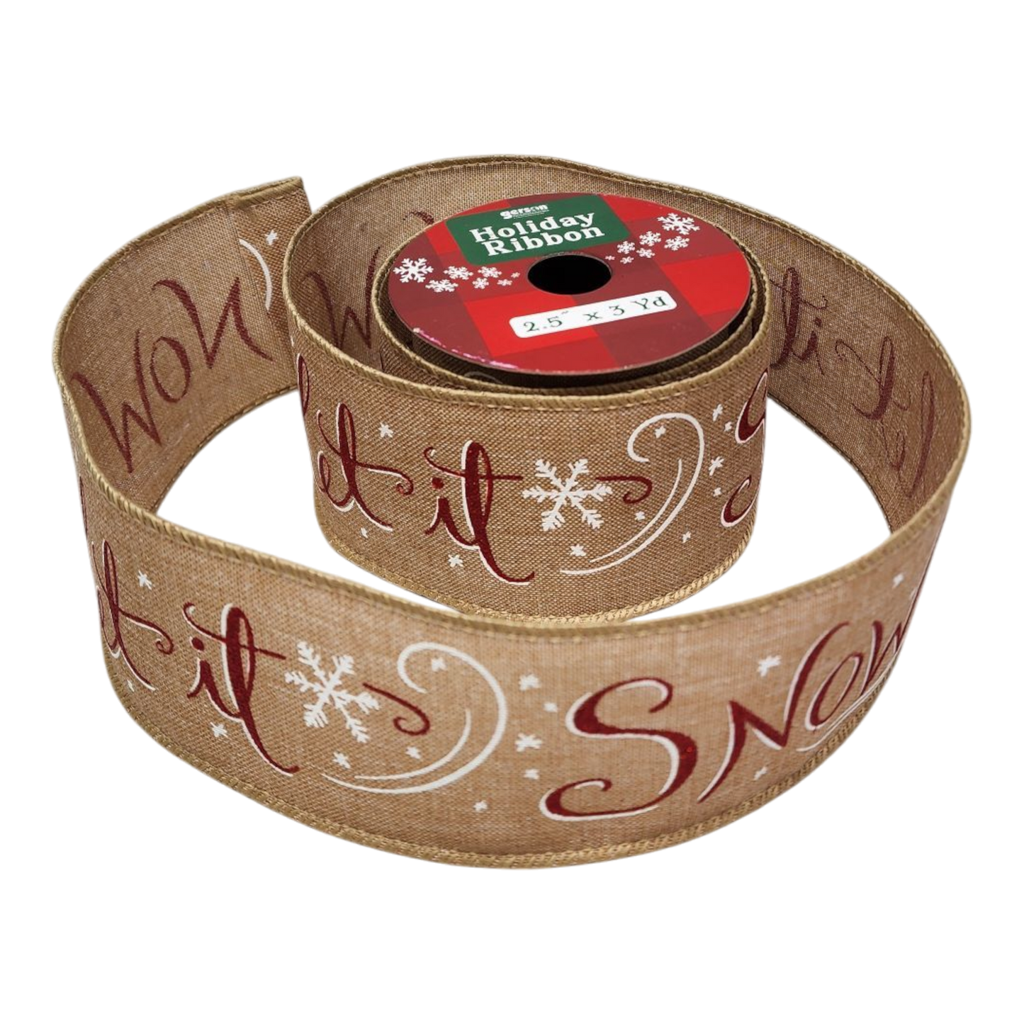 2.5" x 3 Yard Christmas Ribbon - Let it Snow