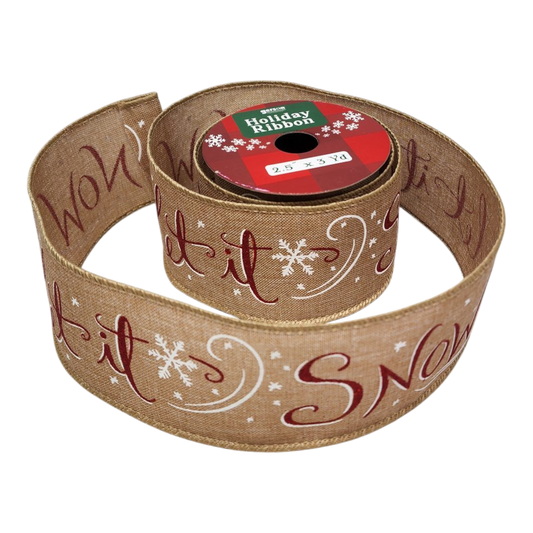 2.5" x 3 Yard Christmas Ribbon - Let it Snow