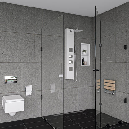 ALFI brand  ABSP60W White Aluminum Shower Panel with 2 Body Sprays and Rain Shower Head