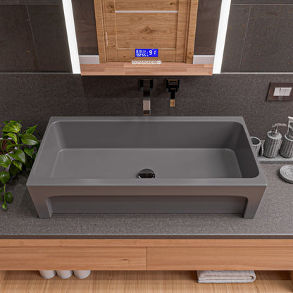 ALFI brand  AB36TRGM 36" Grey Matte Above Mount Fireclay Bathroom Trough Sink