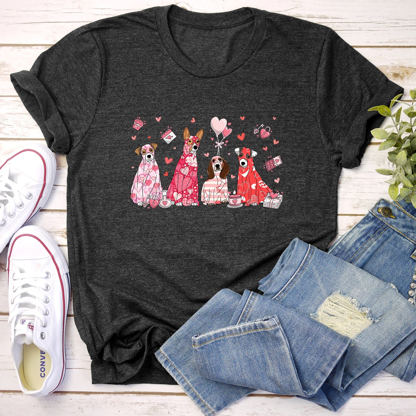 Valentine Ghost Dogs, Super Soft Tshirt, Valentine's Day