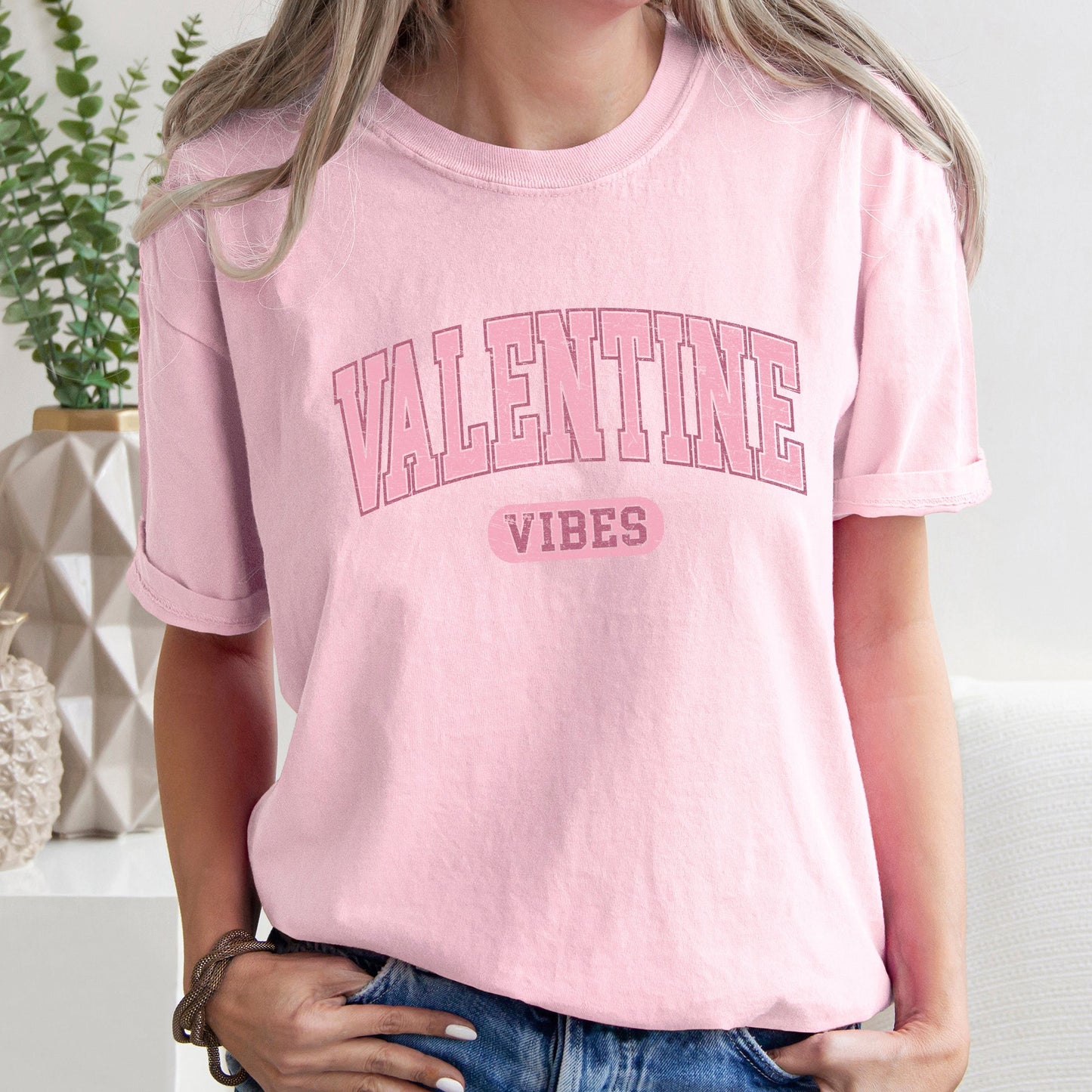 Valentine Vibes, Collegiate, College, University, Comfort Colors Tshirt, Valentine's Day