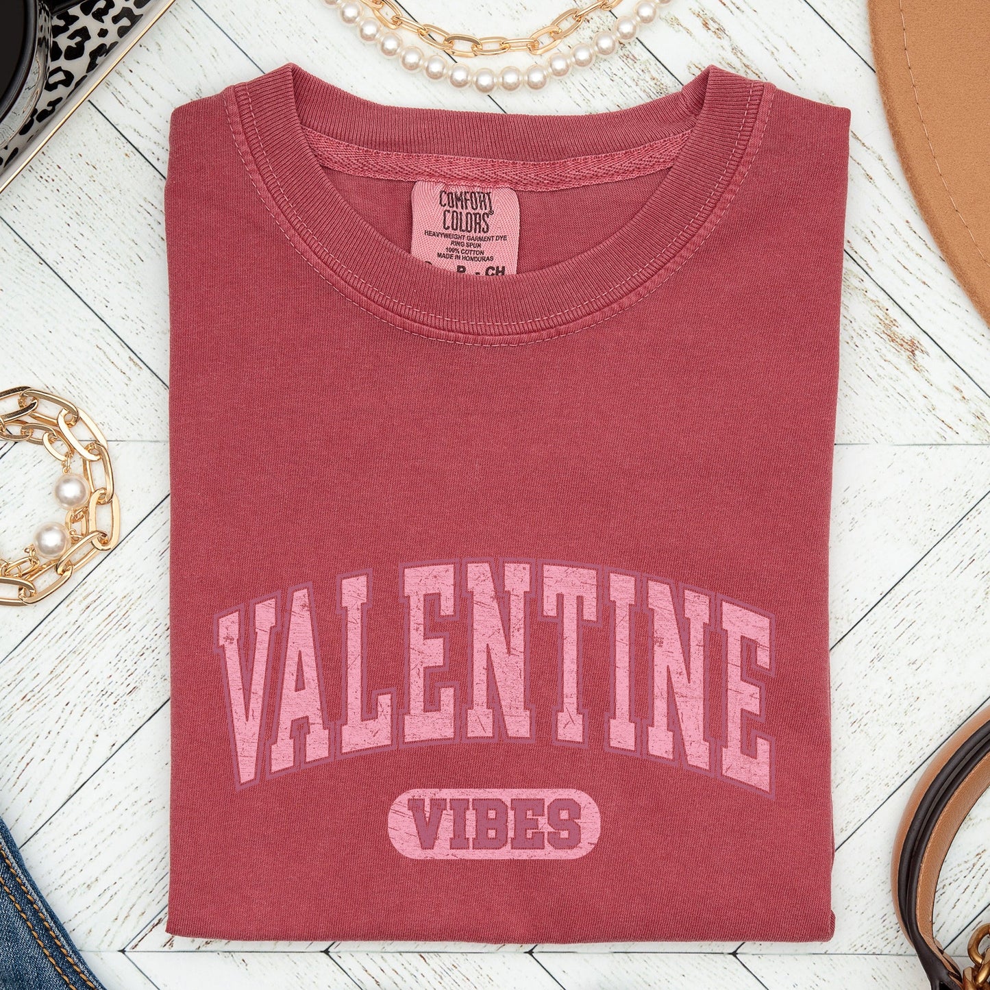 Valentine Vibes, Collegiate, College, University, Comfort Colors Tshirt, Valentine's Day