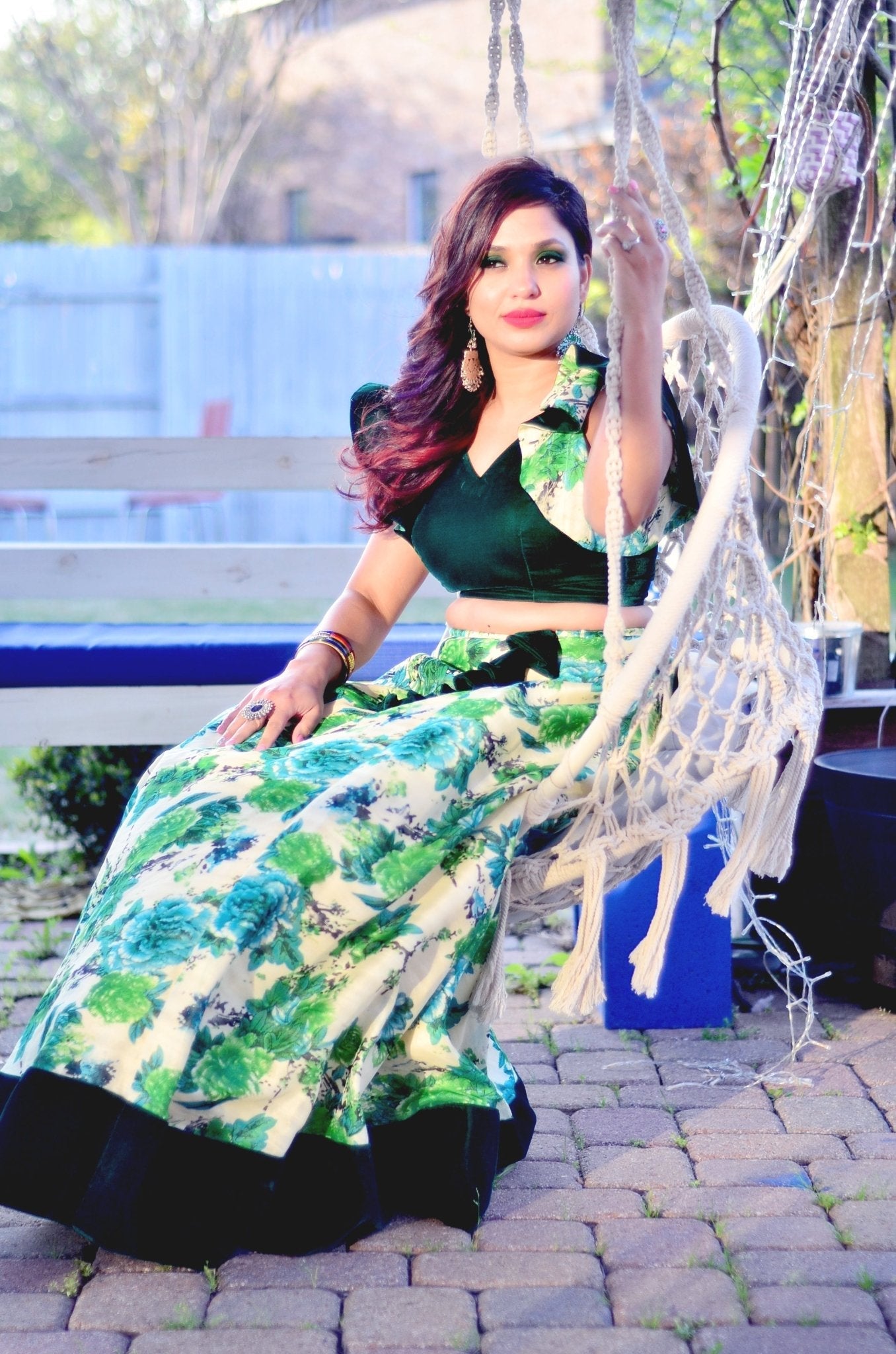 Vanya - Emerald Bloom lehenga set