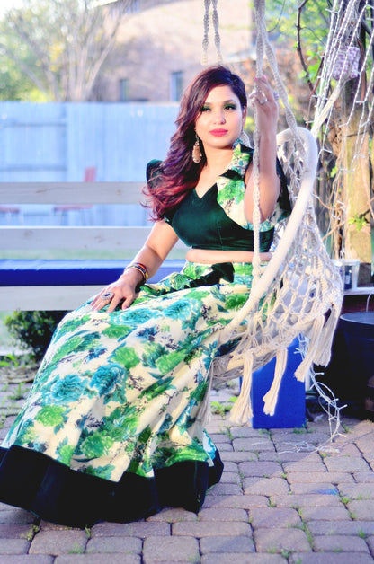 Vanya - Emerald Bloom lehenga set