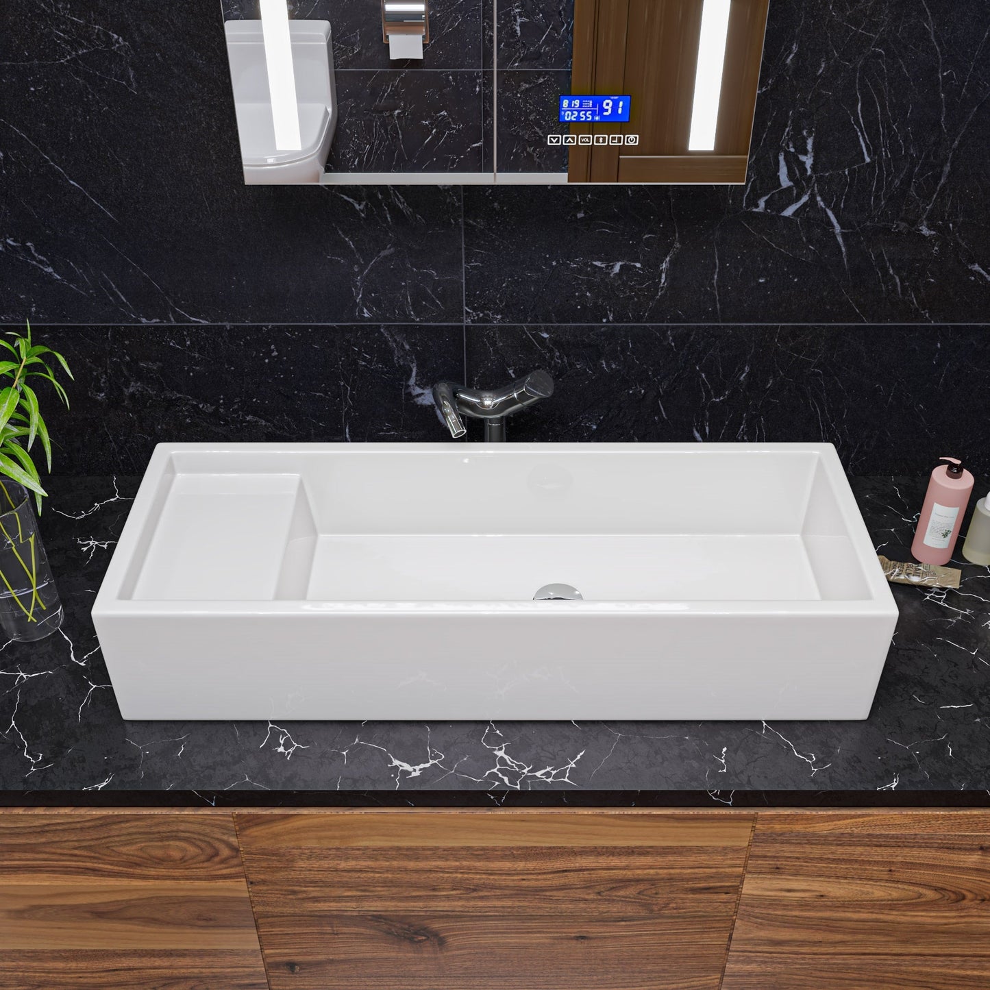ALFI brand  AB39TR 39" White Above Mount Fireclay Bathroom Trough Sink
