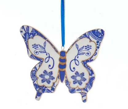 Indigo Blue Butterfly Ornament -