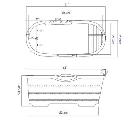 ALFI brand  AB1136 61" Free Standing Cedar Wooden Bathtub with Chrome Tub Filler