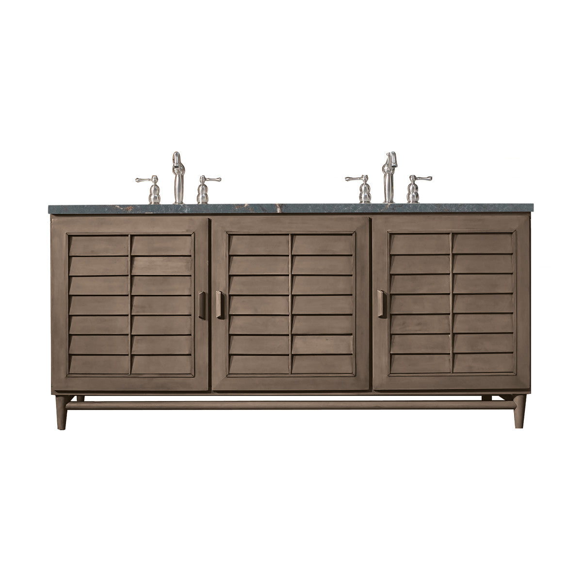Portland 72" Double Vanity Cabinet, Whitewashed Walnut