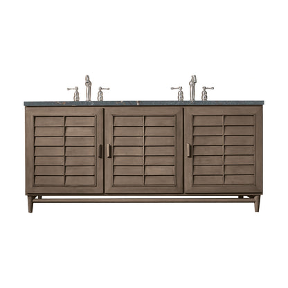 Portland 72" Double Vanity Cabinet, Whitewashed Walnut