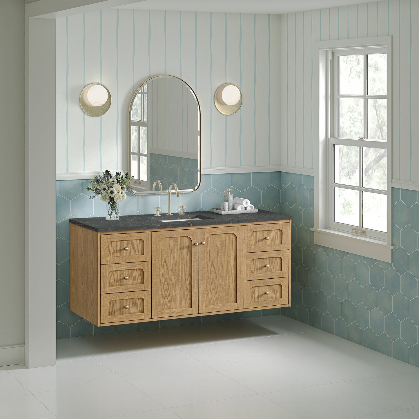 Laurent 60" Single Vanity, Light Natural Oak