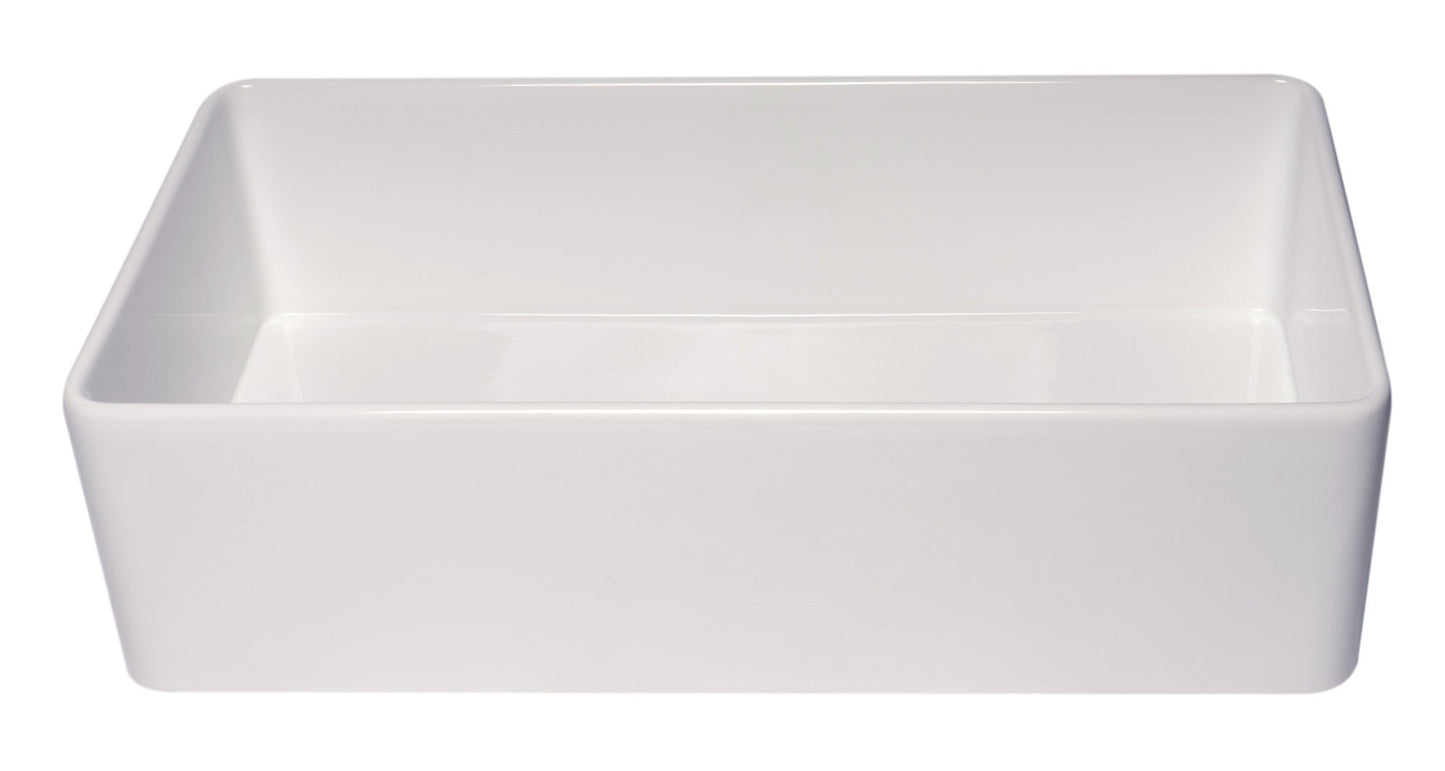 ALFI brand ABF3618 Smooth Apron 36" x 18" Single Bowl Fireclay Farm Sink