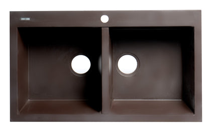 ALFI brand AB3420DI 34" Drop-In Double Bowl Granite Composite Kitchen Sink