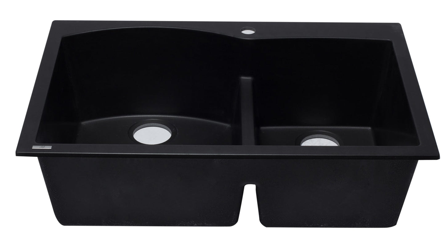 ALFI brand AB3320DI 33" Double Bowl Drop In Granite Composite Kitchen Sink