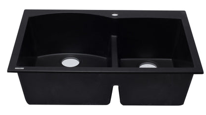 ALFI brand AB3320DI 33" Double Bowl Drop In Granite Composite Kitchen Sink